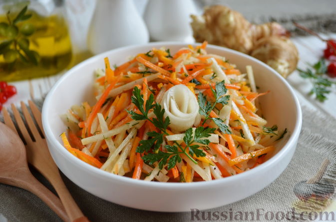 Салат из топинамбура: рецепты с морковью, яблоком, чесноком или яйцом