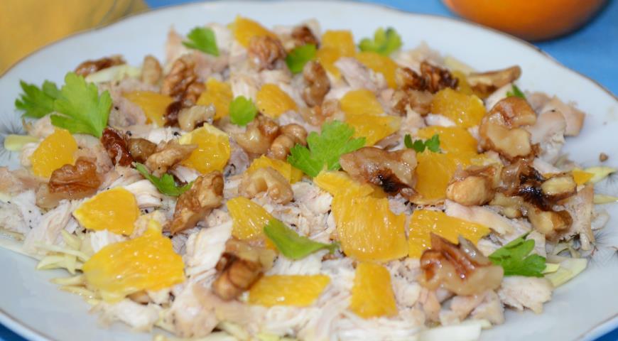 Салат с апельсином и курицей: 3 лучших рецепта с фото