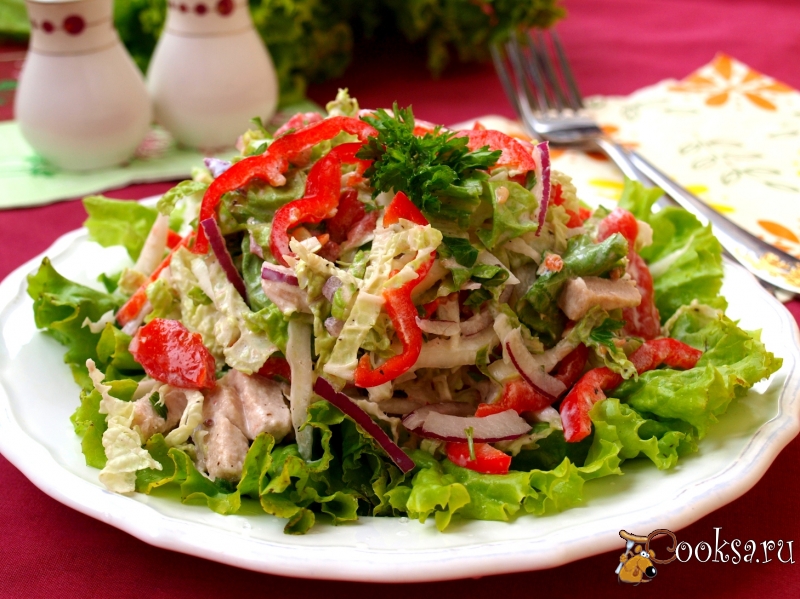 Салат с пекинской капустой и перцем болгарским – рецепт приготовления с фото