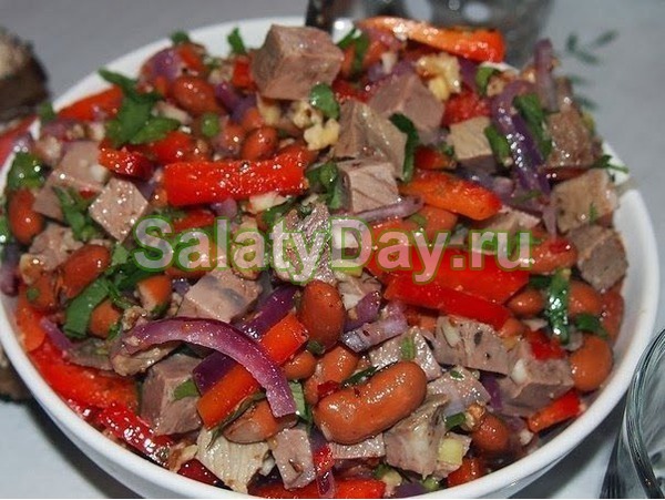 Салат тбилиси с говядиной и фасолью и рецепт с курицей