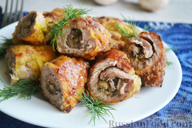 Рулетики из свинины с начинкой:рецепты с грибами, сыром и овощами